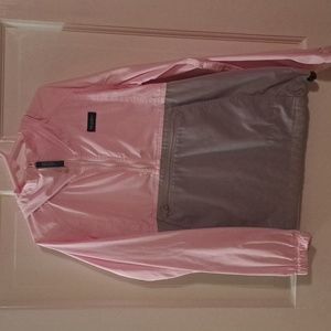 PRODOH girls wind and rain half zip jacket, size 8, pink and gray